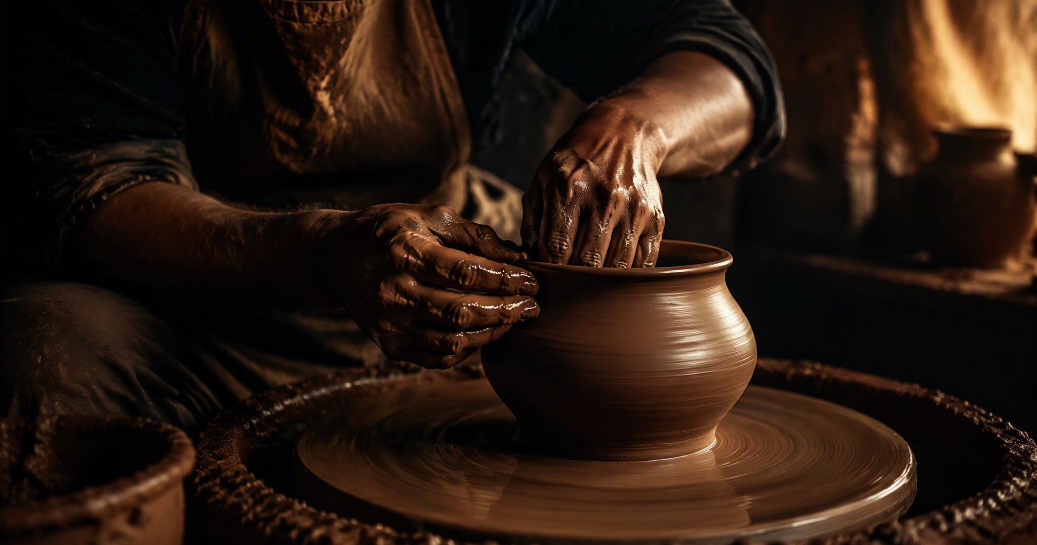 Les mains de l'artisan sur le tour — démonstration