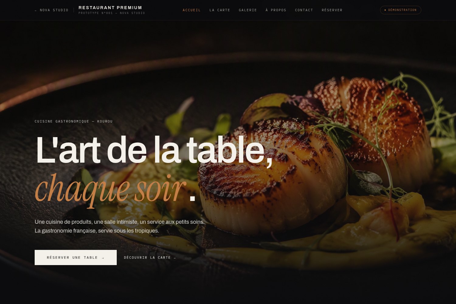 Prototype Restaurant Premium — concept imaginé par Noxarag