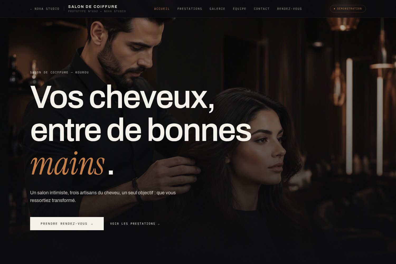 Prototype Salon de Coiffure — concept imaginé par Noxarag